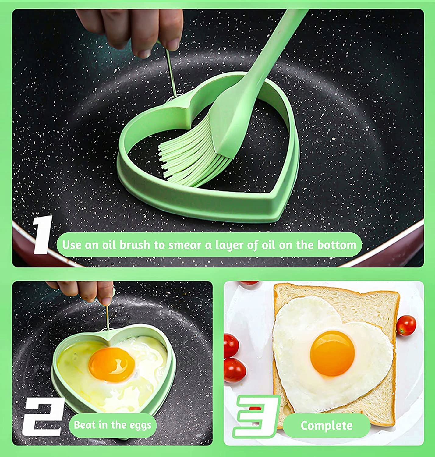 FORMY W KSZTAŁCIE SERC DO JAJEK SILIKONOWE 4 SZT Szerokość maksymalna 110 mm