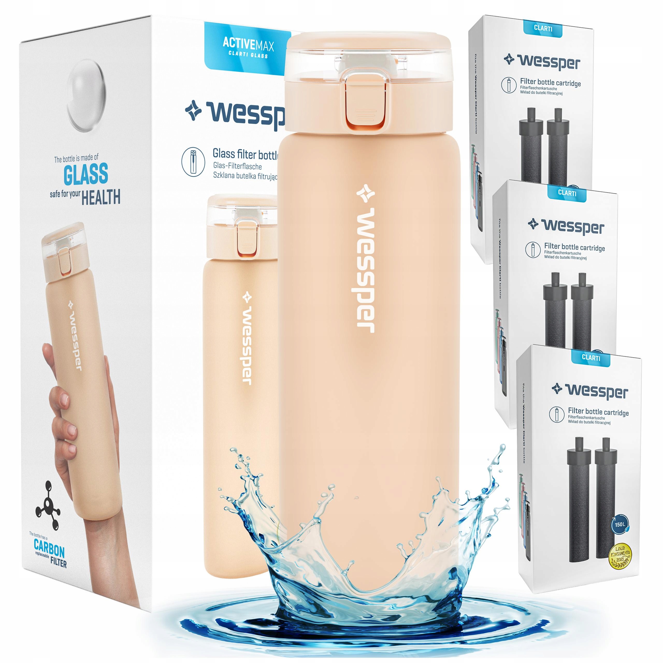 Filtrační láhev Wessper ActiveMax Clarti Glass 0,68 l 7x uhlíkový filtr