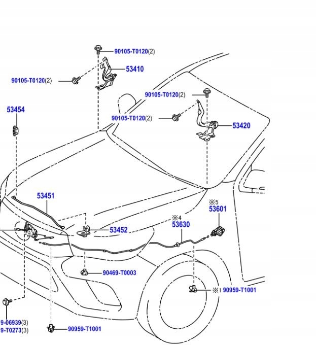 53440-0K020 - СТЕРЖЕНЬ КНУТ ОПОРА КАПОТА TOYOTA HILUX VIII 15-
