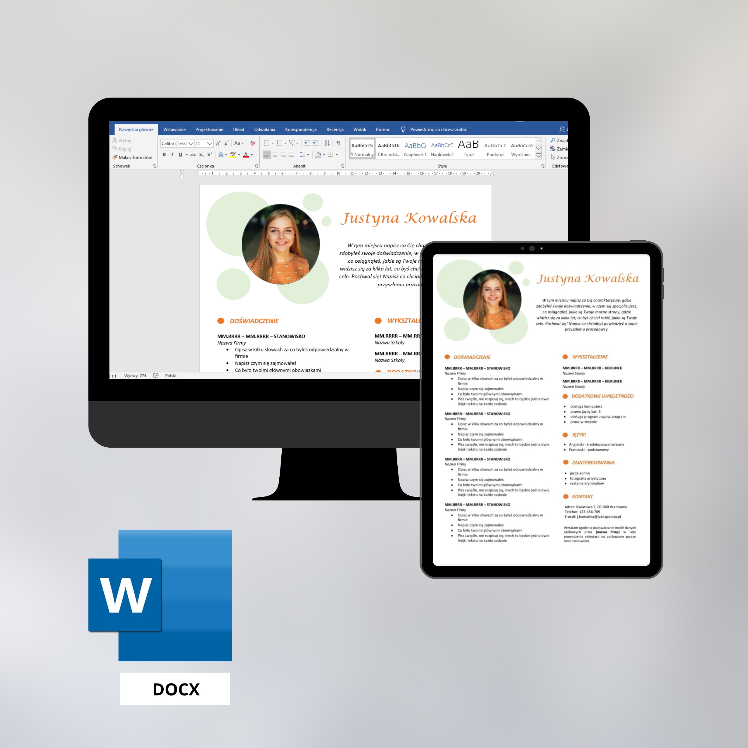 Edytowalny Szablon CV w MS Word PL 2/22/CV Rodzaj szablony