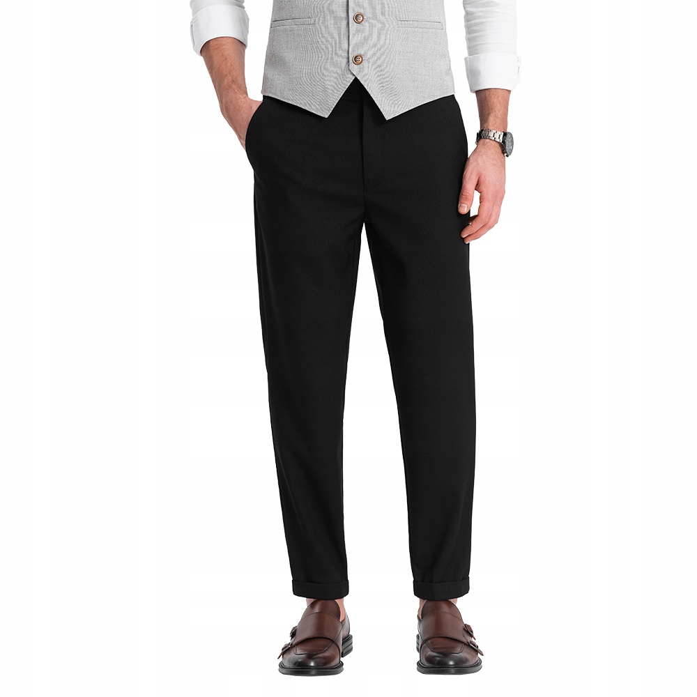 Męskie spodnie chino z gumką w pasie czarne V4 OM-PACP-0157 XL