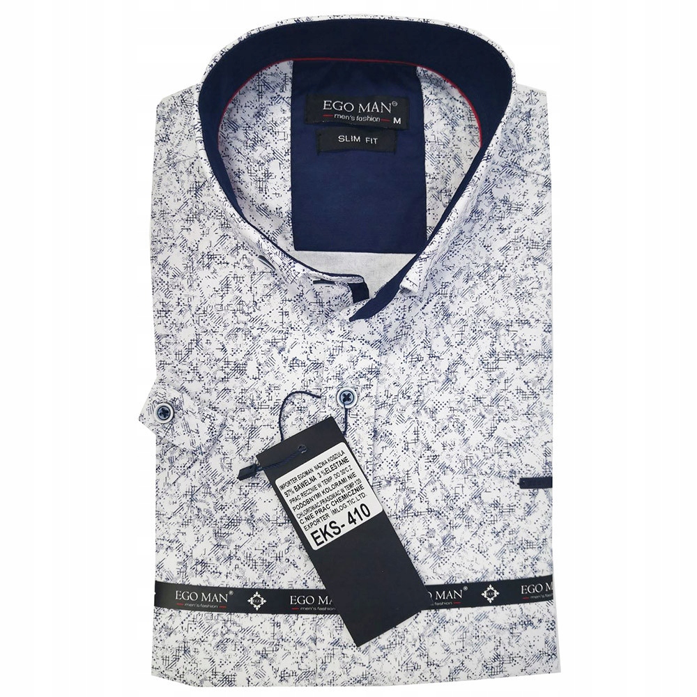 Ego Man košile pánská EKS-410 krátký rukáv slim fit 3XL bílá