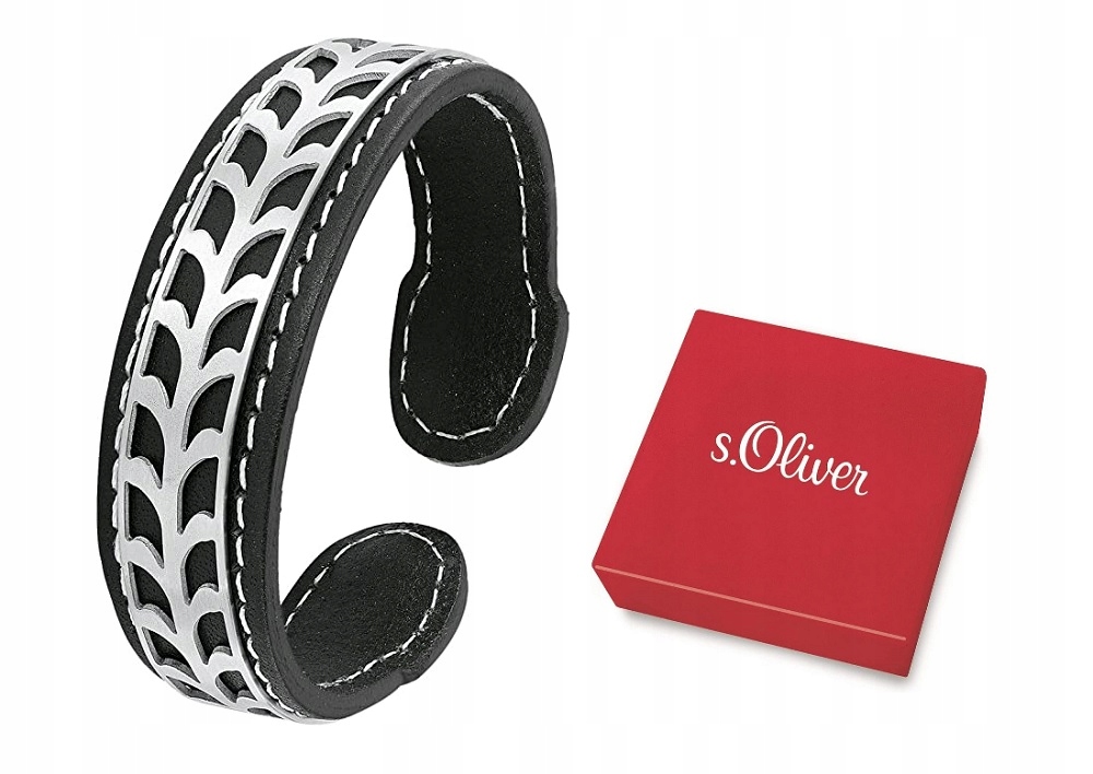 

Czarna Skórzana Bransoletka Męska s.Oliver