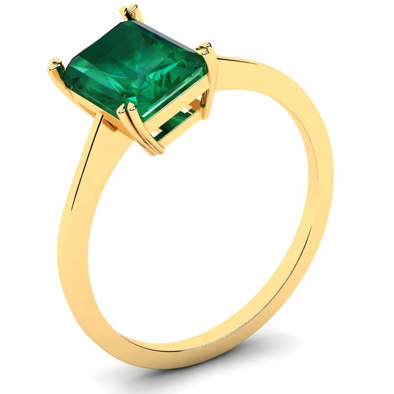 

Pierścionek Złoty Błyszczący Z Zieloną Cyrkonią