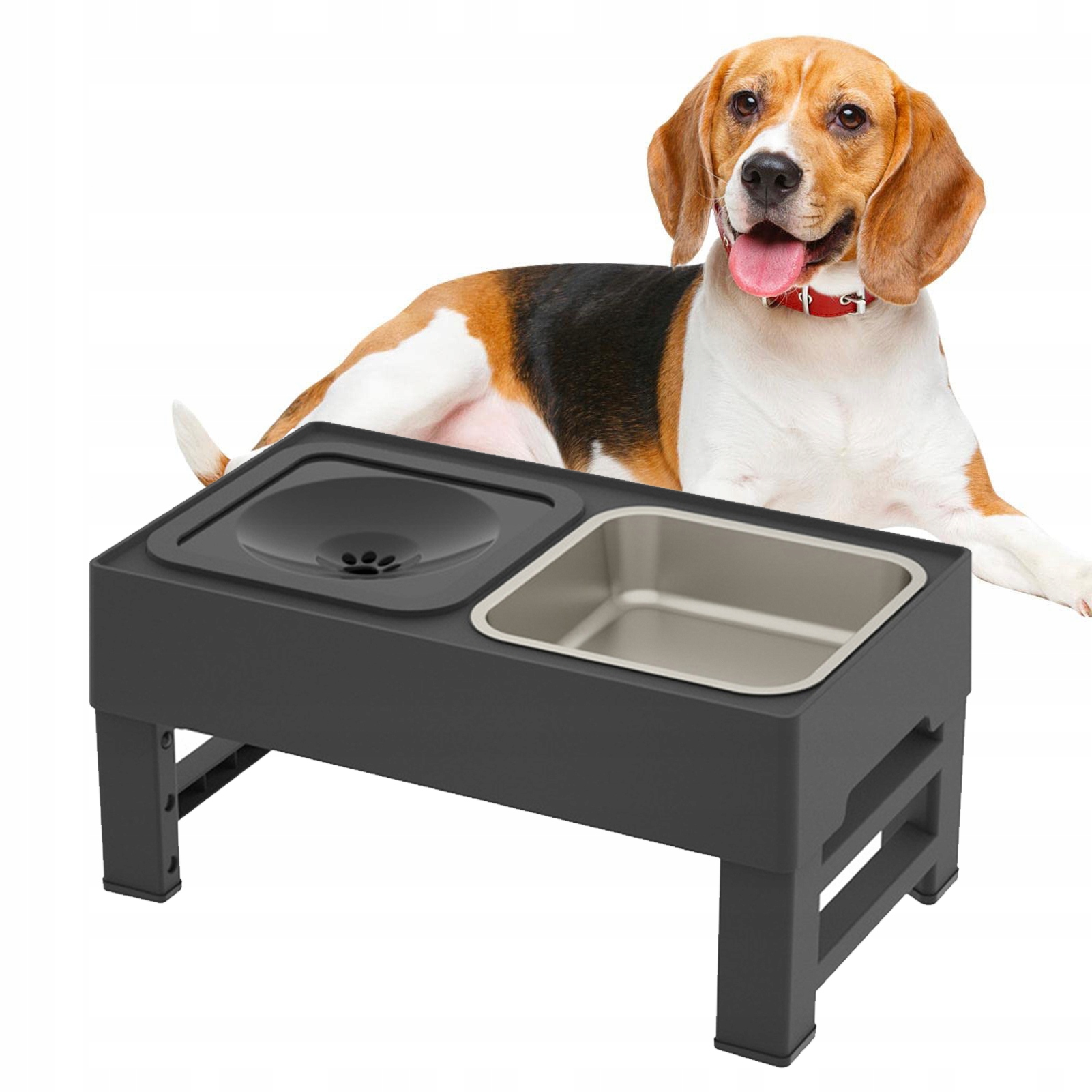 Levně Kovová Miska Pro Psa Na Stojanu 2V1, Nechytlavá, Nastavitelná, Zpomalovací