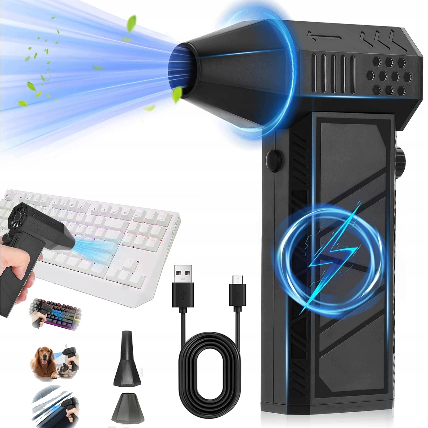 Výkonný Elektrický Dmychadlo Stlačený Vzduch Kompresor Usb 200W 130000 Ot/min