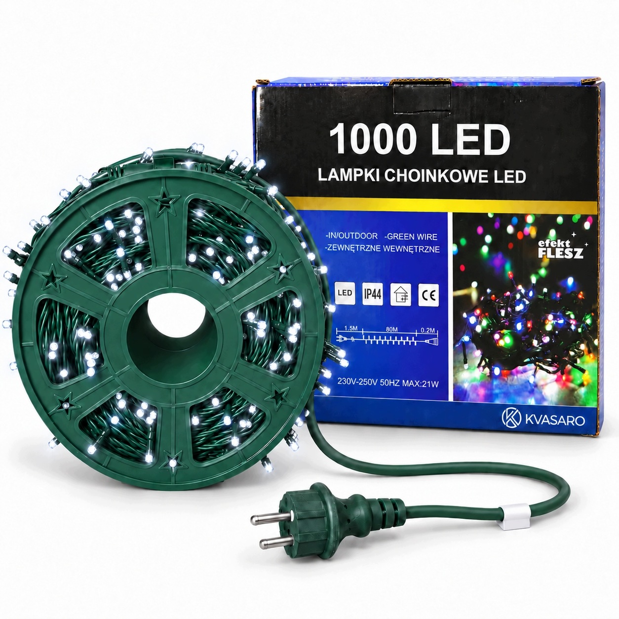 Lampki Choinkowe 1000LED IP44 Biały Zimny Z Efektem Flash 80M