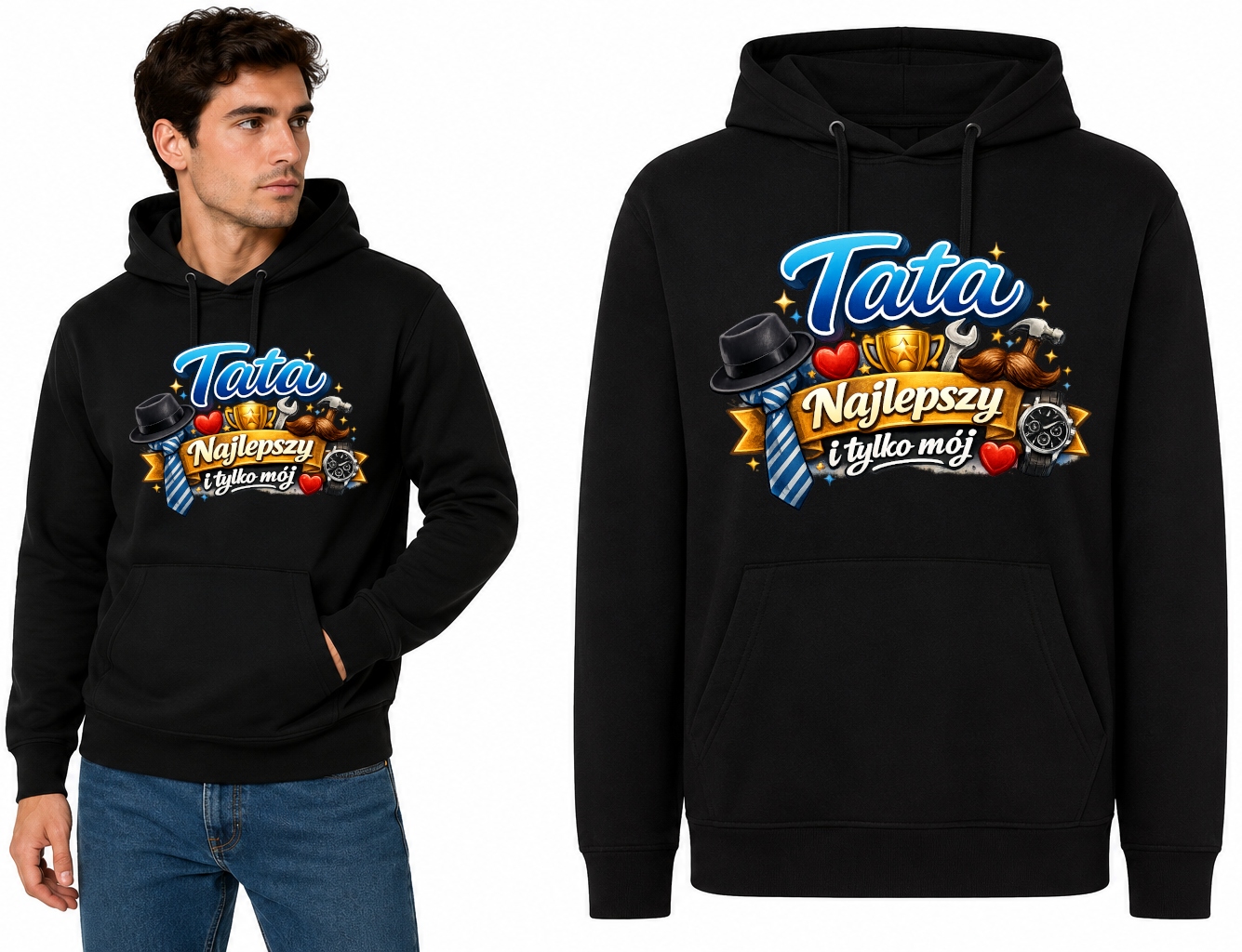 Mikina s kapucí Táta je nejlepší a jen můj! Den otců Dárek vel. 3XL