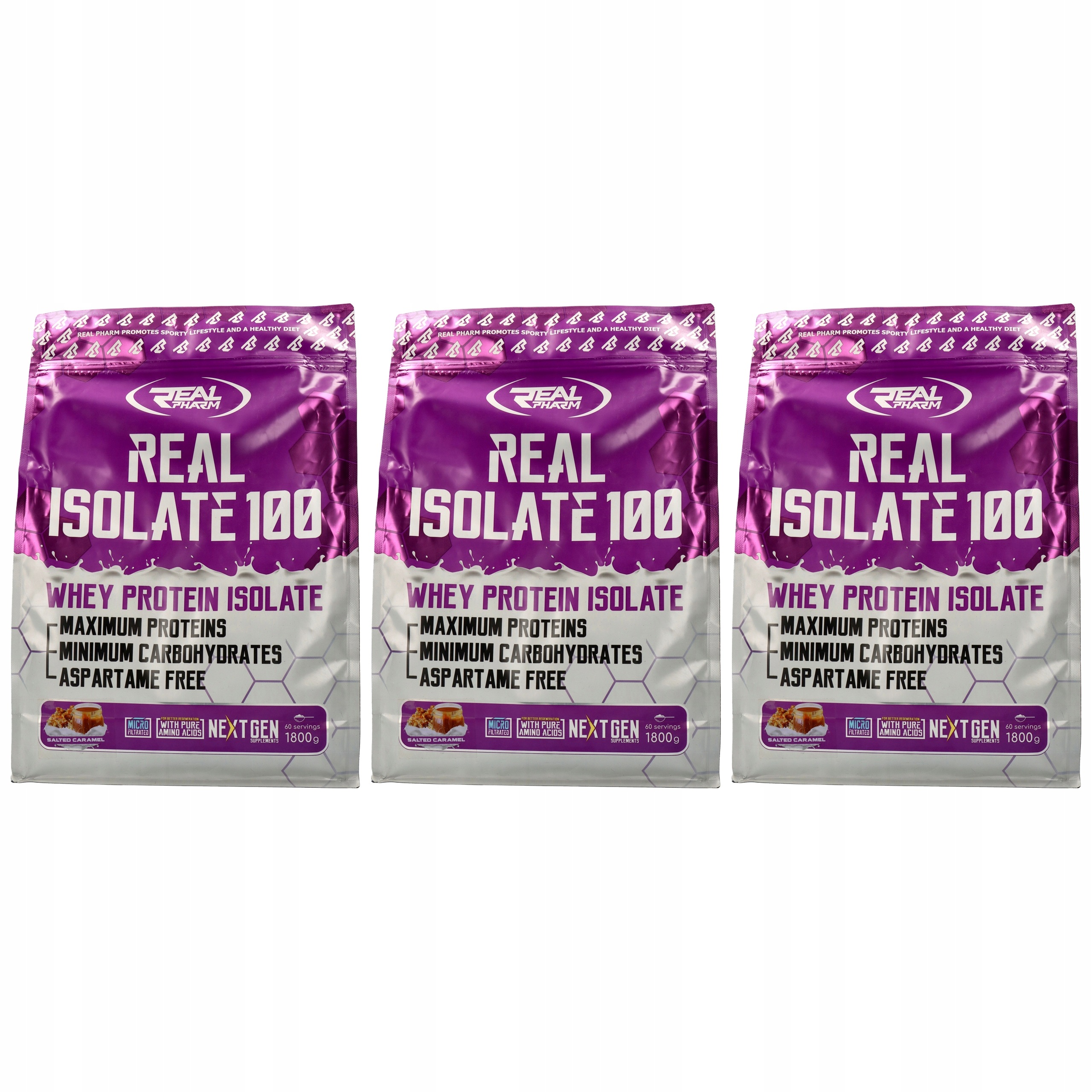 3x Real Isolate Wpi syrovátkový protein 1800 g izolát budování svalů Real Pharm