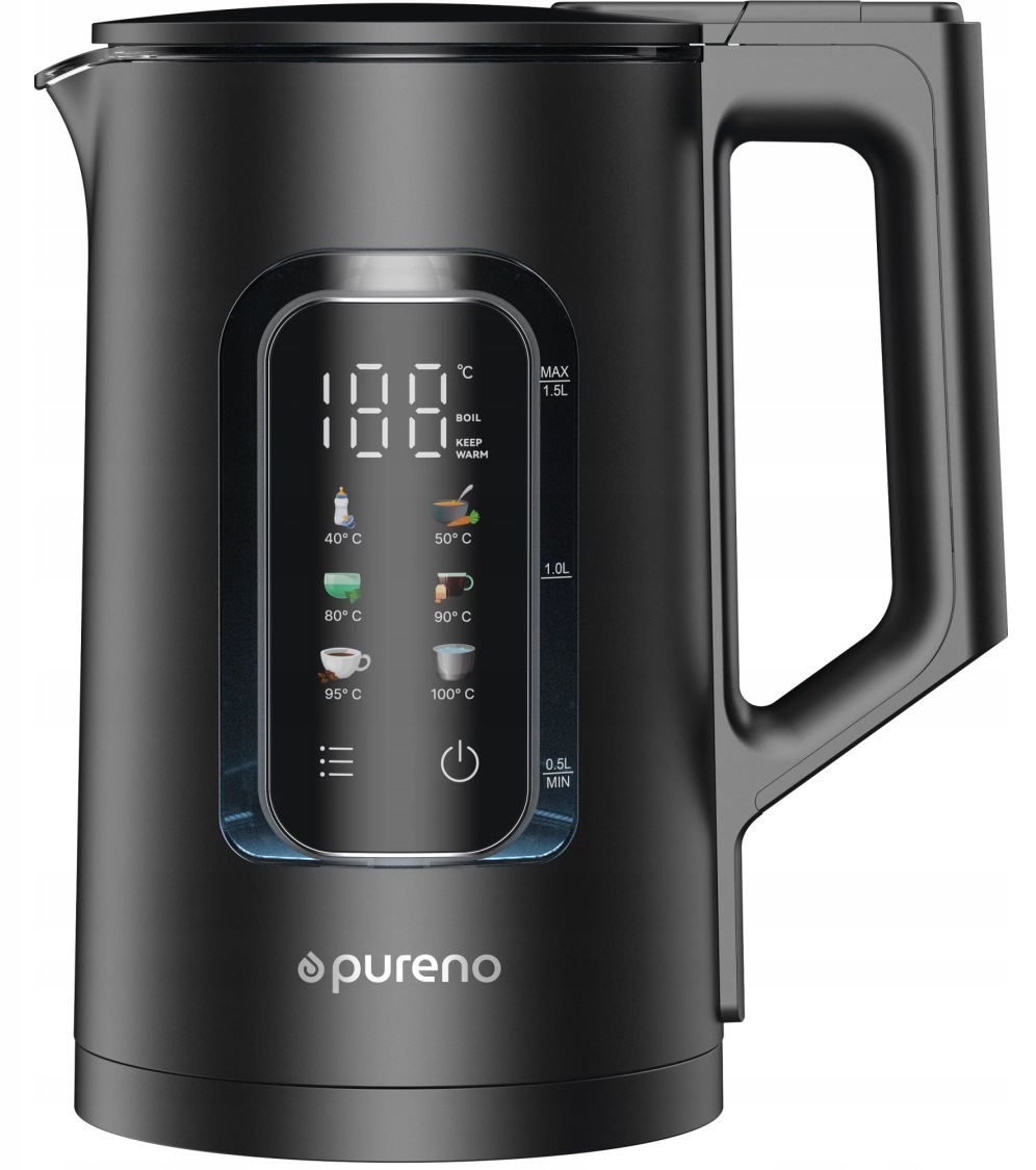 Czajnik Elektryczny Ze Szklanym Wnętrzem Panel Dotykowy Led 1,5L 1500W