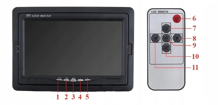 MONITOR 7 KAMERA BUS 8 IR 10m 12 24V OPTYKA SONY Connectivity wired