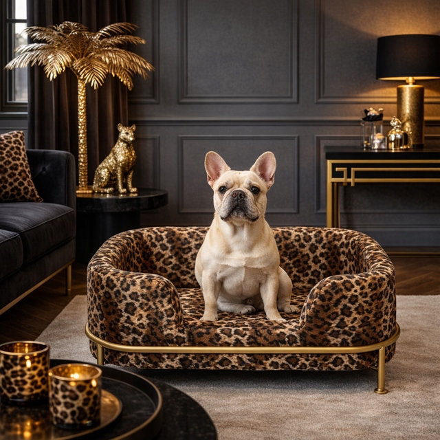 Nowoczesna leżanka dla psa kota panterka styl glamour Kare Design 86373