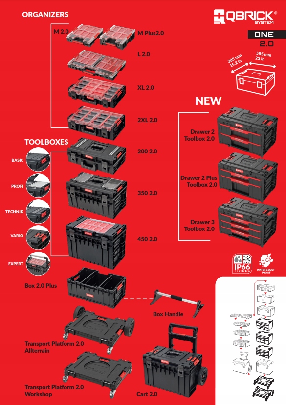 QBRICK SYSTEM ONE Drawer 2 Toolbox 2.0 Szerokość produktu 38 cm