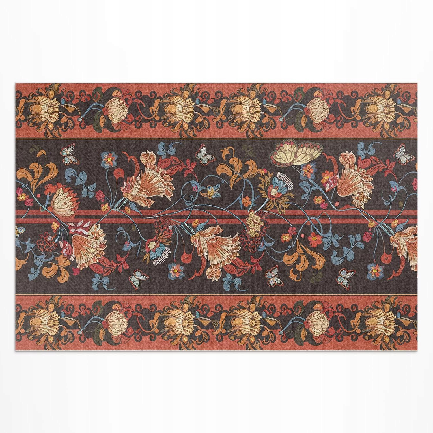 Ozdobný terasový vinylový koberec Rastlinný ornament vo vintage štýle 120 x 80 cm