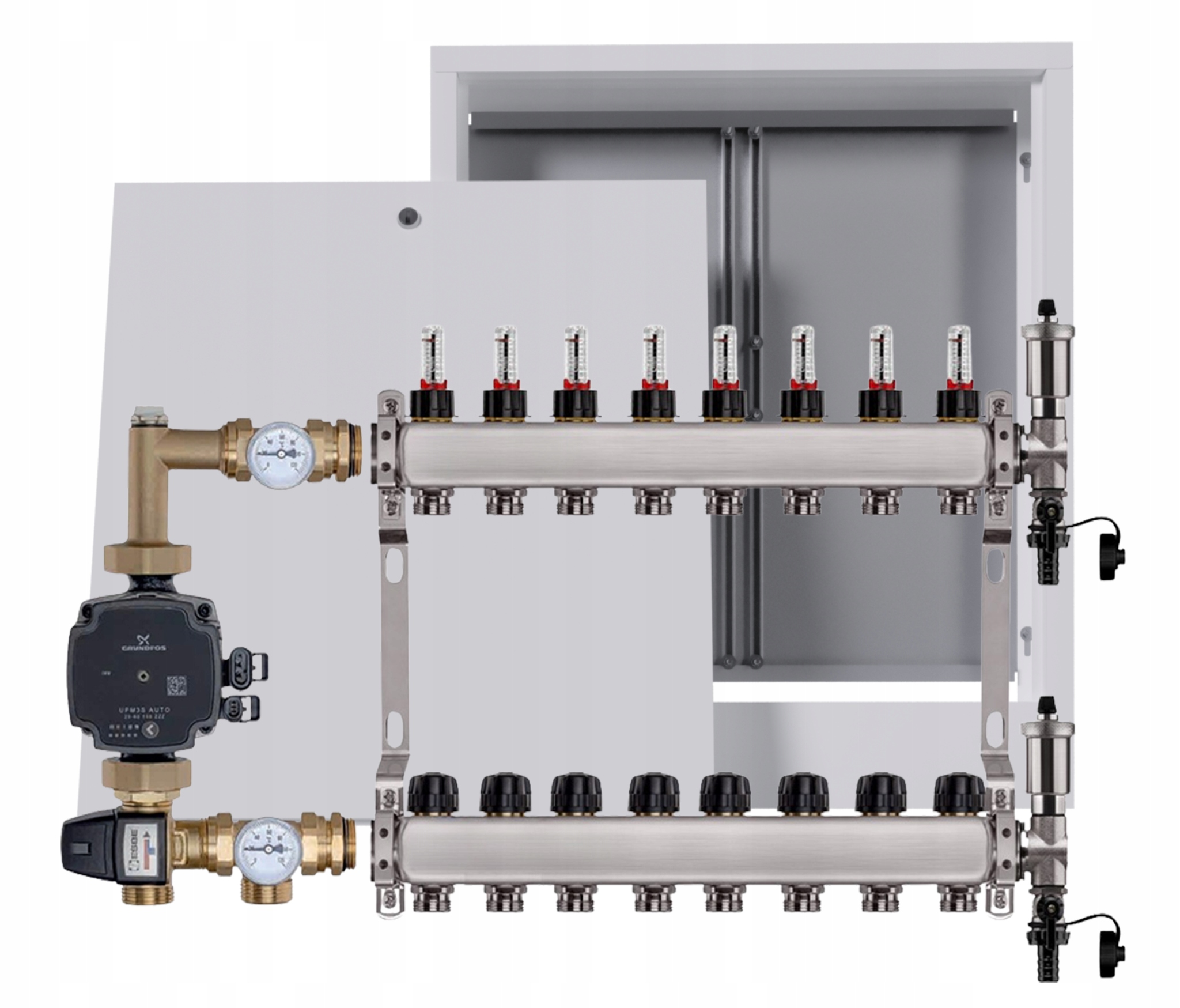Nerezový rozdělovač pro podlahu 8, nástěnný box Pumpa Grundfos