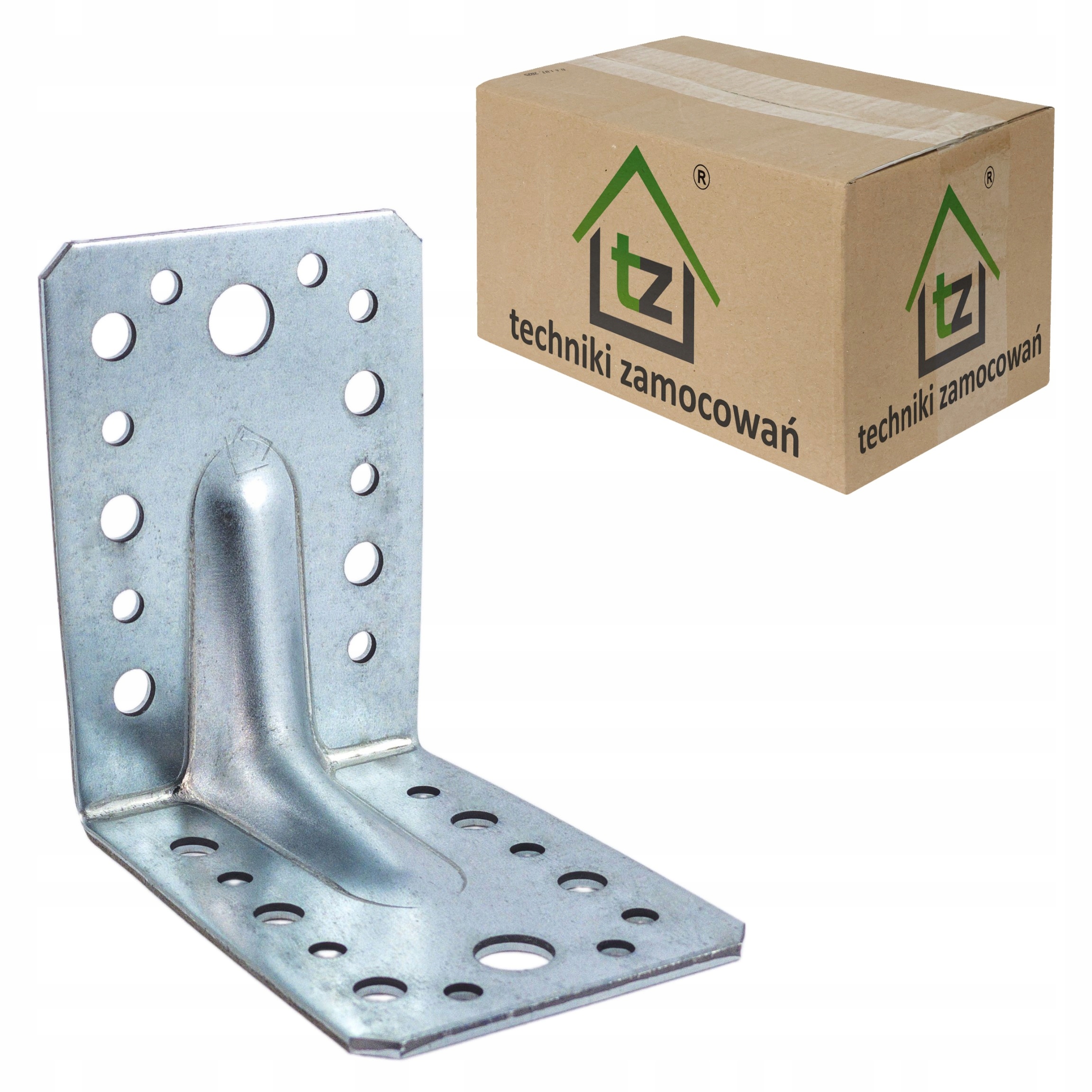 Tesařský úhelník ocelový 90x90x65 x 2 mm 50 ks, perforovaný, zesílení KP1/2