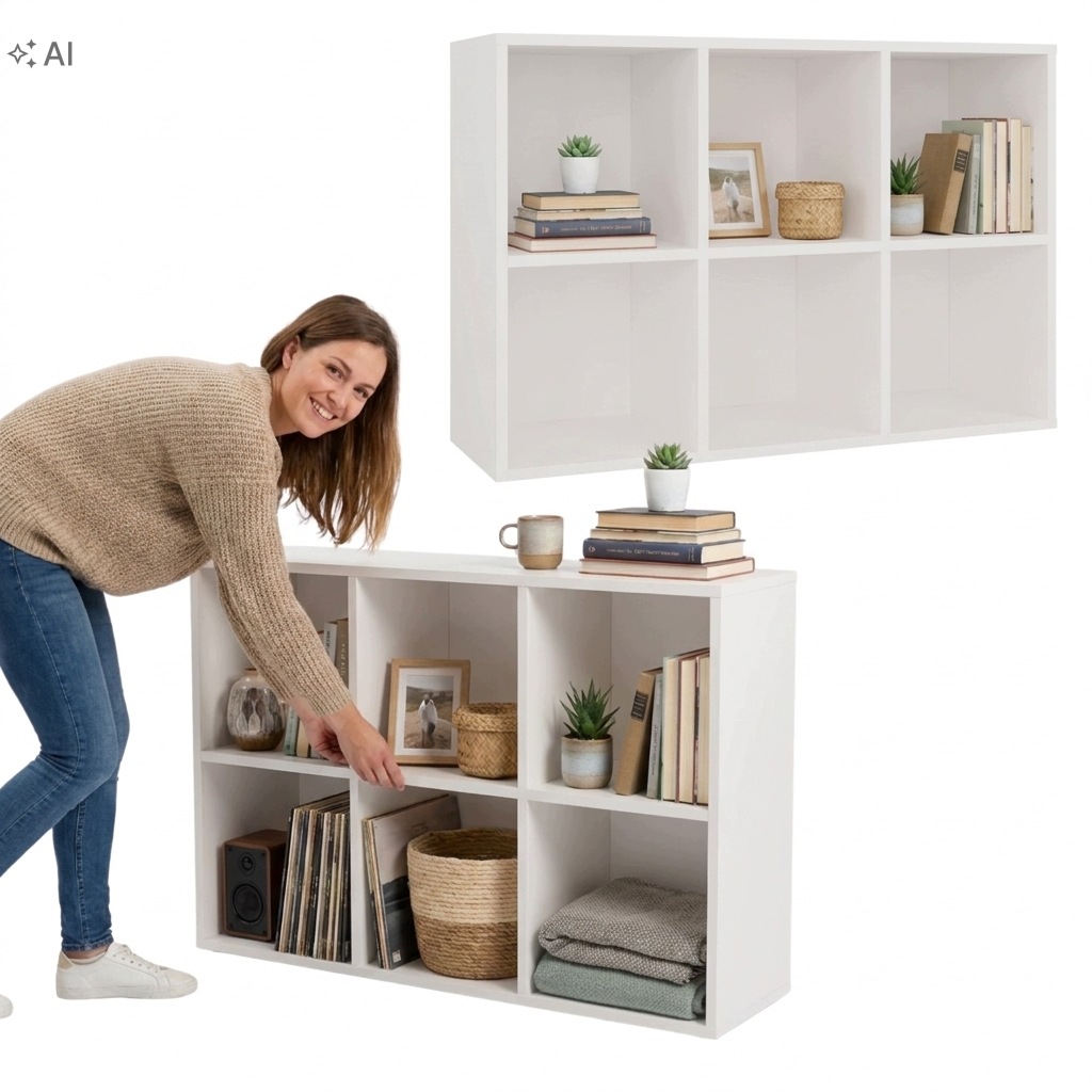 Regał Słupek 2X3 Na Książki Zabawki 90x60x30cm Szafka Do Salonu Biura Biały