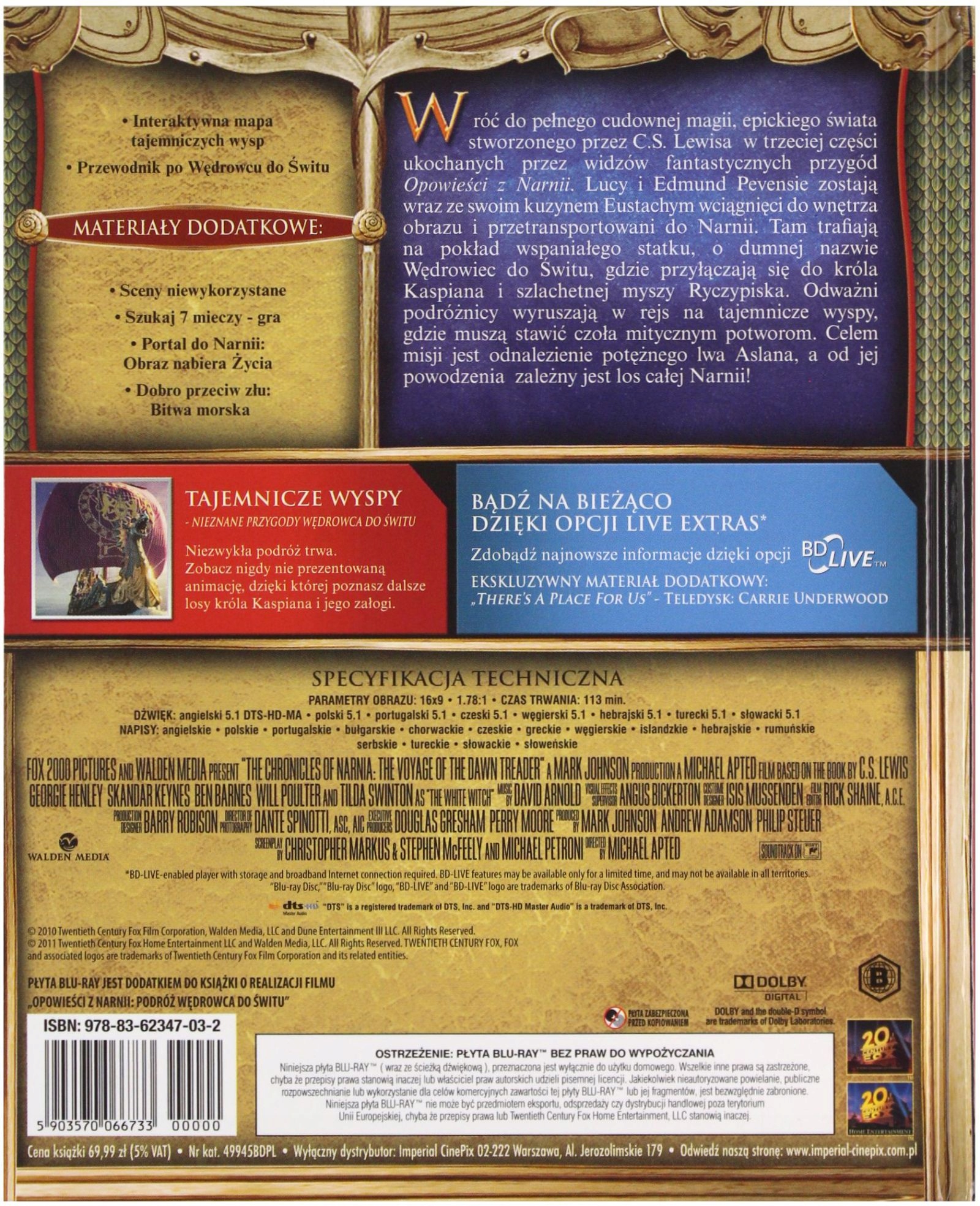 OPOWIEŚCI Z NARNII: PODRÓŻ WĘDROWCA DO ŚWITU (DIGIBOOK) (BLU-RAY) Stan opakowania oryginalne