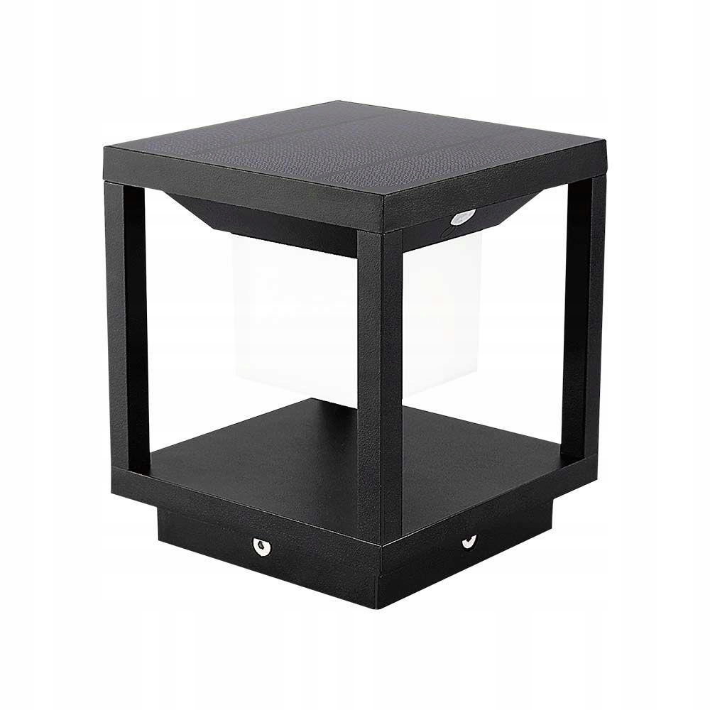 Stojacia Led solárna terasová lampa so snímačom, čierna, štvorcová, 16 cm V-tac