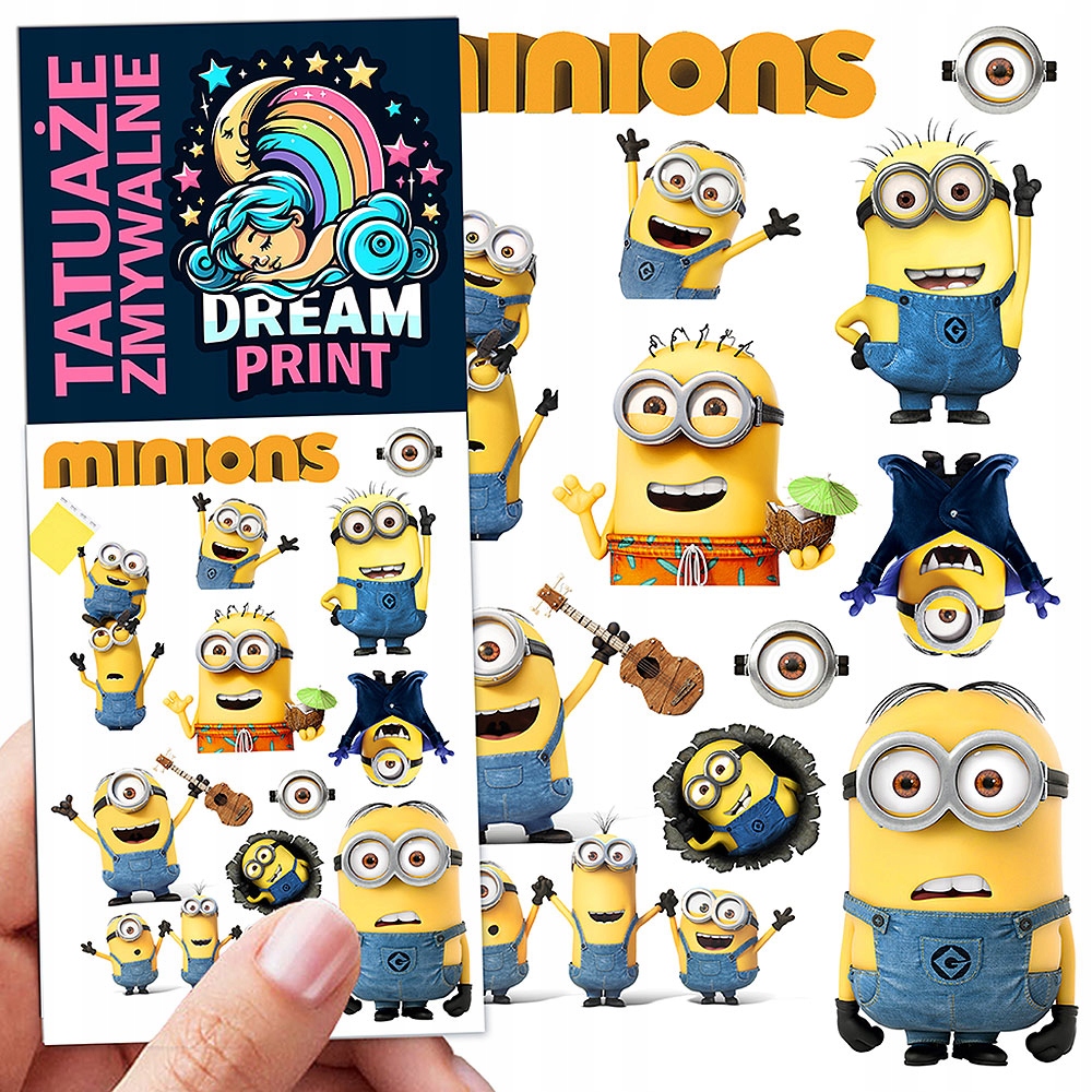 TATUAŻE DLA DZIECI ZMYWALNE TYMCZASOWE MINIONKI WZORY JAKOŚĆ