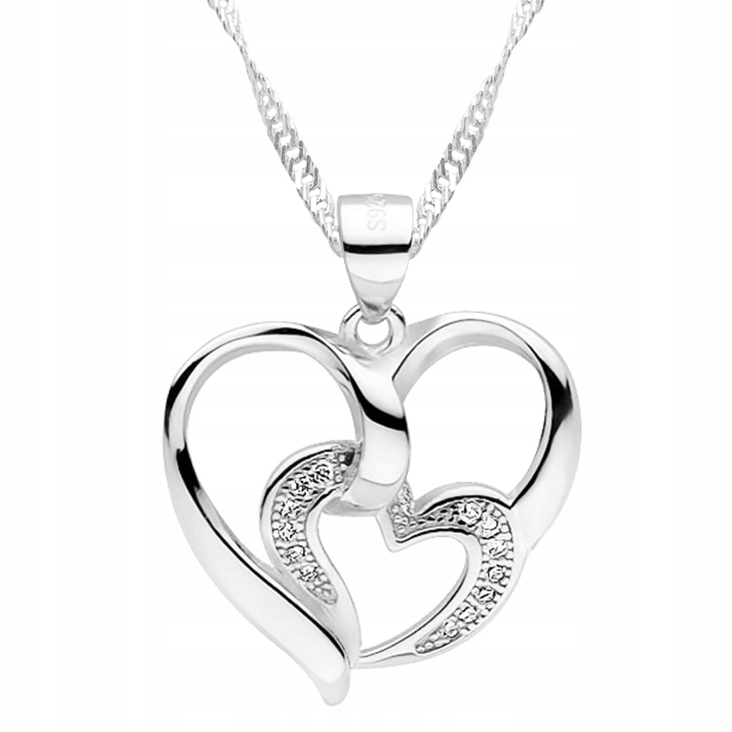 Stříbrný náhrdelník se srdíčky Zirkony Srdíčka Heart Love Stříbro 925