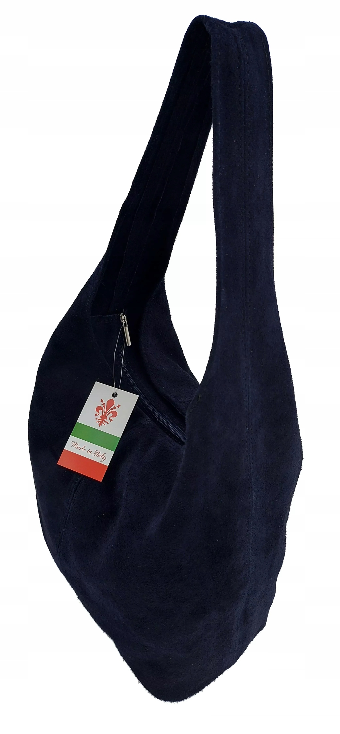Semišová Kožená Taška Prostorná Taška XL A4 Shopper Bag Tmavě Modrá