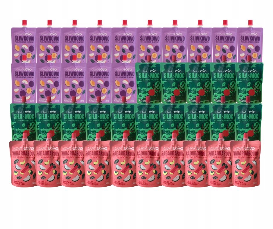 Levně Mus Owolovo sada MIX přírodní rebarbora Červená Řepa Švestka 200 g x 40 ks