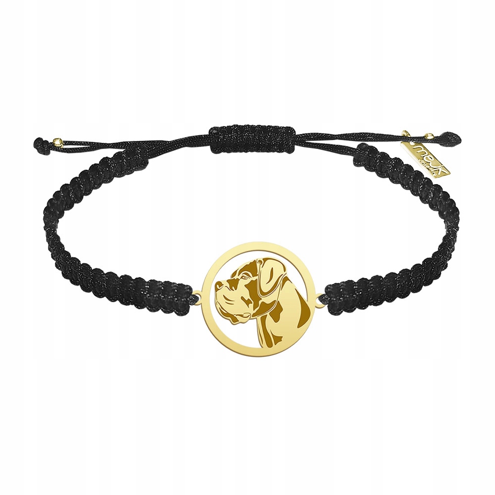 Zlatý náramek se psem Cane Corso 925 Makramé Šperky Gravírování Bonus