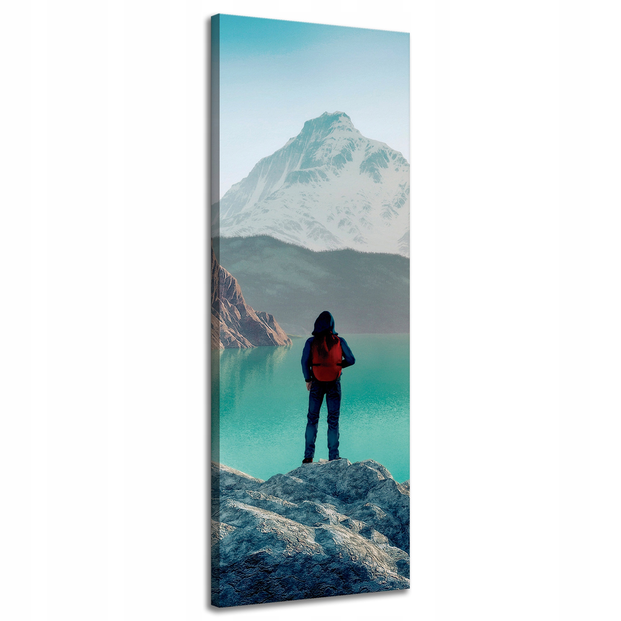 Obraz na plátně Horolezectví Jezero Příroda Krajina 40x120 cm