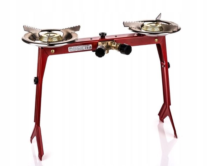 Turistický plynový vařič Asia 2 na plynovou láhev 2 malé hořáky (14 cm)
