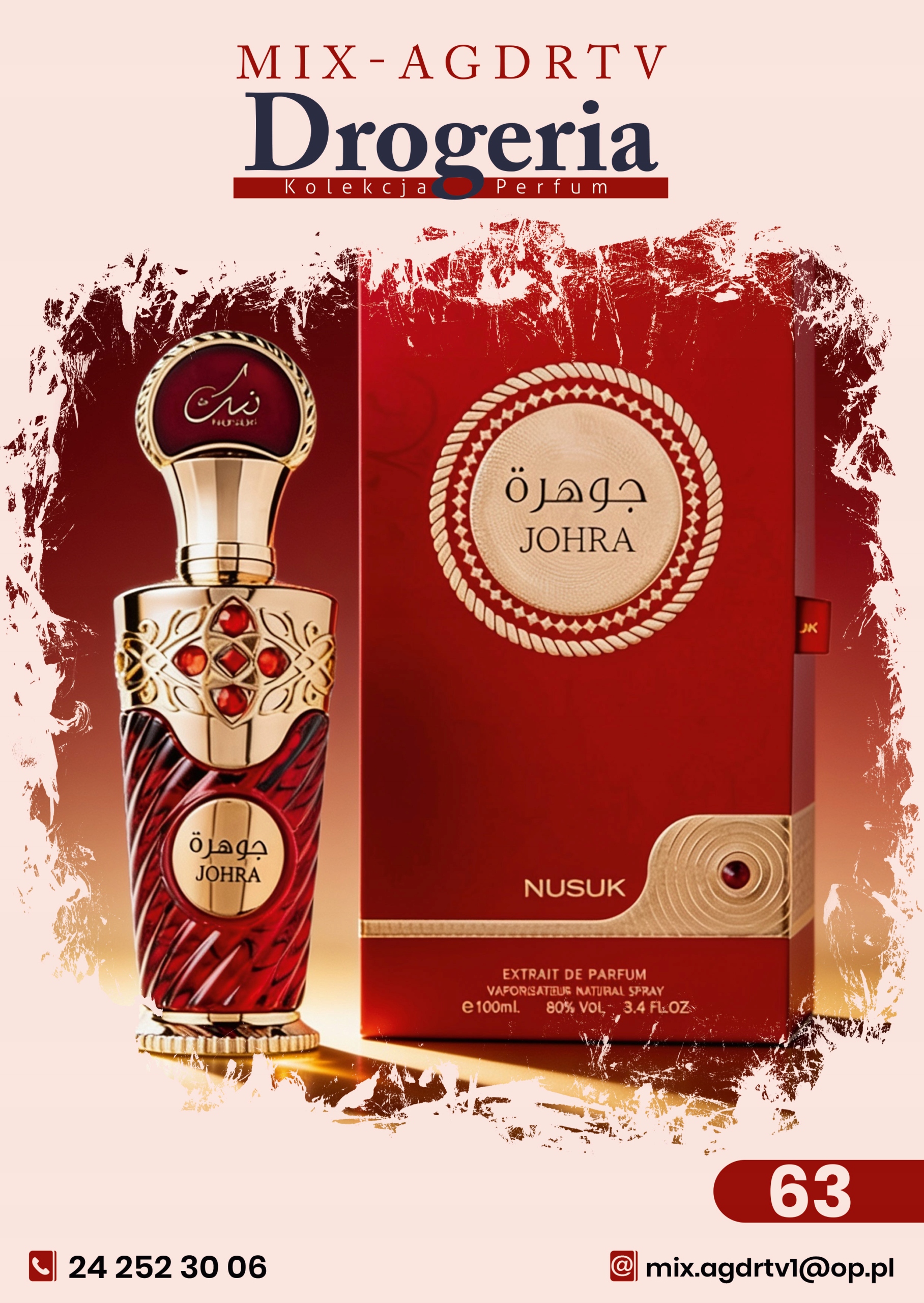 Nusuk Johra 100ml Perfumy Arabskie kwiatowo owocowe stworzone dla kobiet