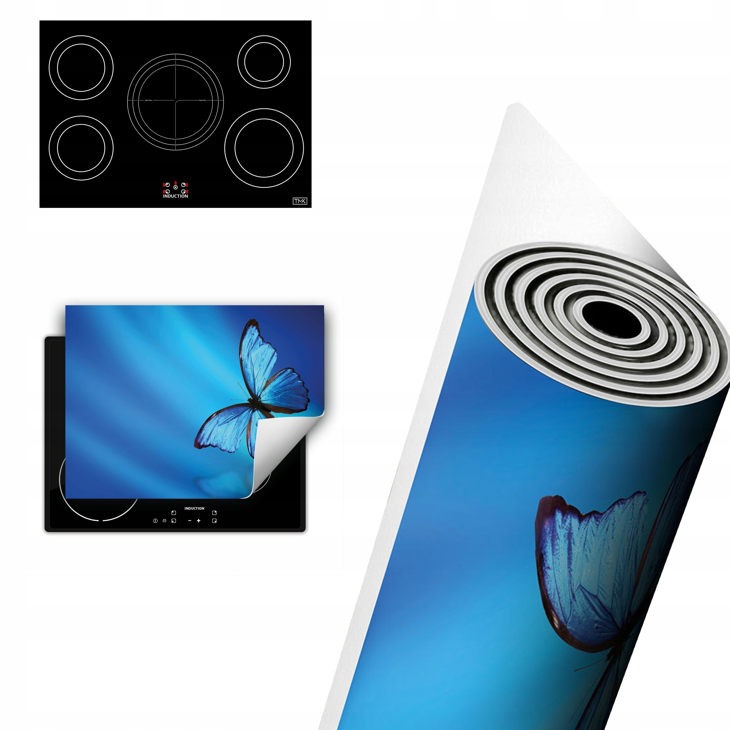 Vinylová Ochrana Na Indukci Deska 80x52 modrý motýl