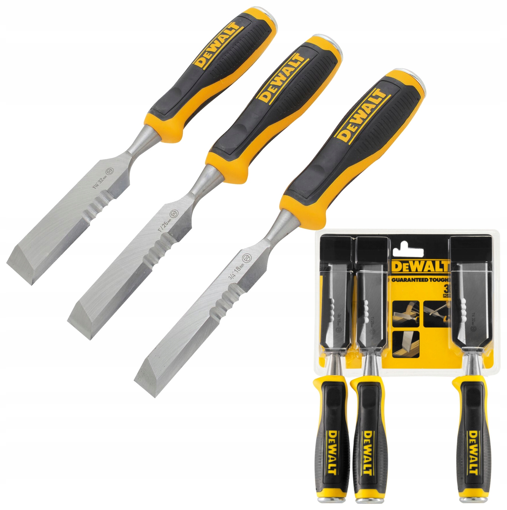 Dewalt 16148 Dláta S Boční Řeznou Hranou 3ks