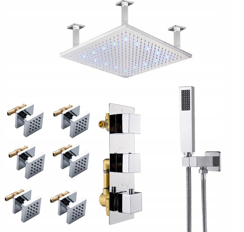 Podomietková Sada Hydromasážny Termostat Led Dažďová Sprcha 60 CM