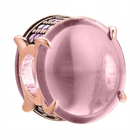 Charms Pozlacený Růžový Kámen Minerál Kamínek Zirkony Stříbro 925