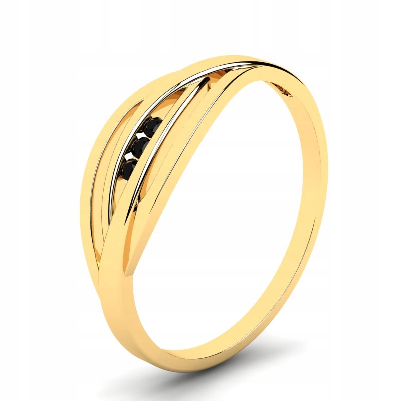 

Pierścionek Złoty Z Trzema Czarnymi Cyrkoniami