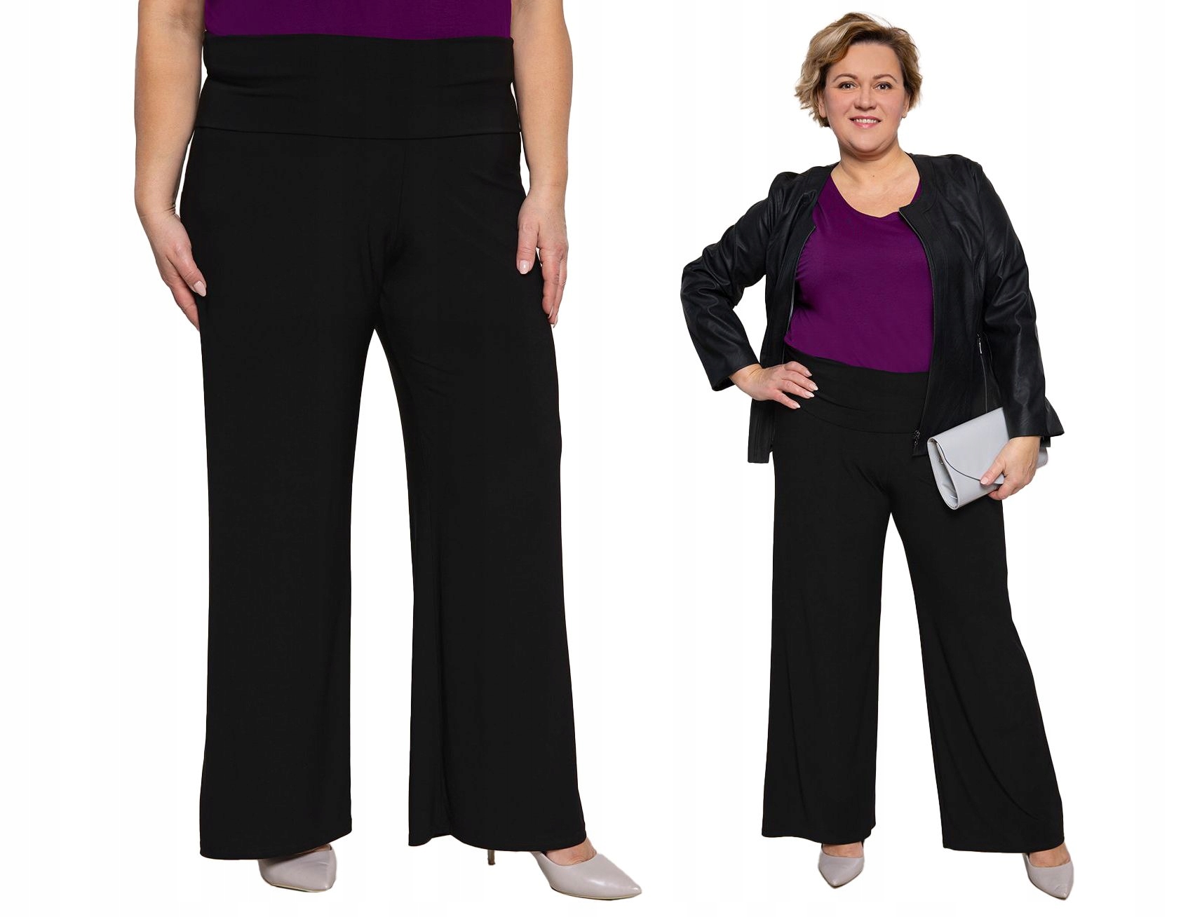 Černé kalhoty s zeštíhlujícím pasem 62