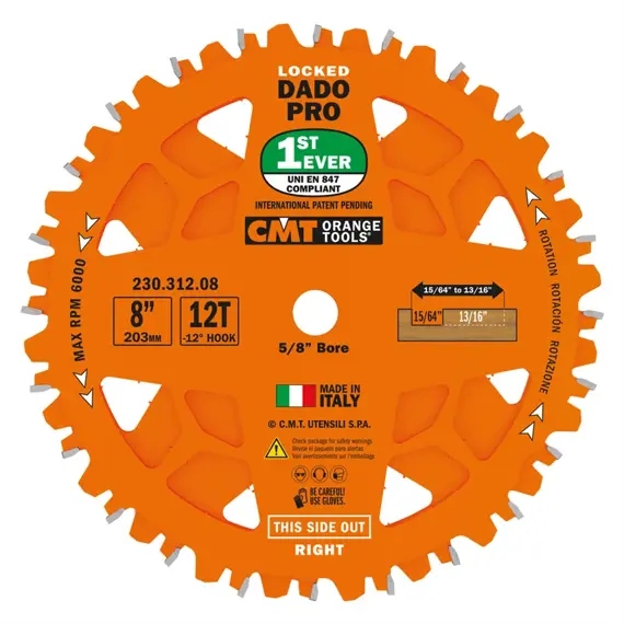 Cmt sada drážkovacích kotoučů Dado PRO-D203x6,2-20 d15,87 Z12 Hw
