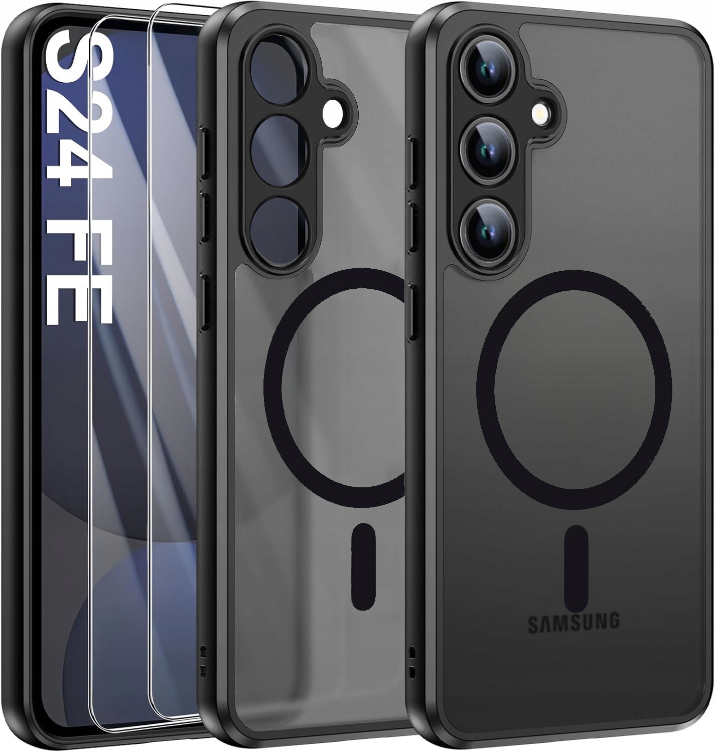 Etui do Samsung Galaxy S24 Fe do MagSafe Plecki Czarny Matt Case 2x Szkło