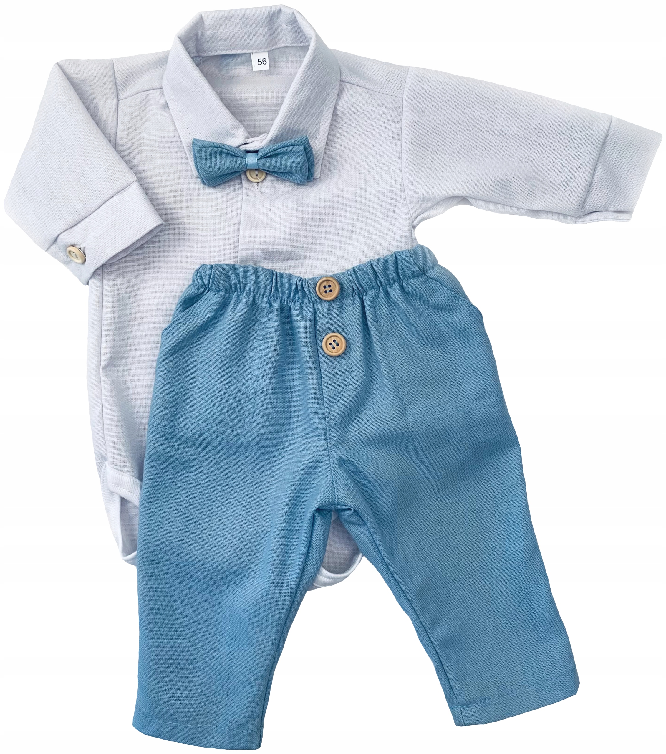 

Komplet wizytowy 62 cm zestaw lniany len ubranko