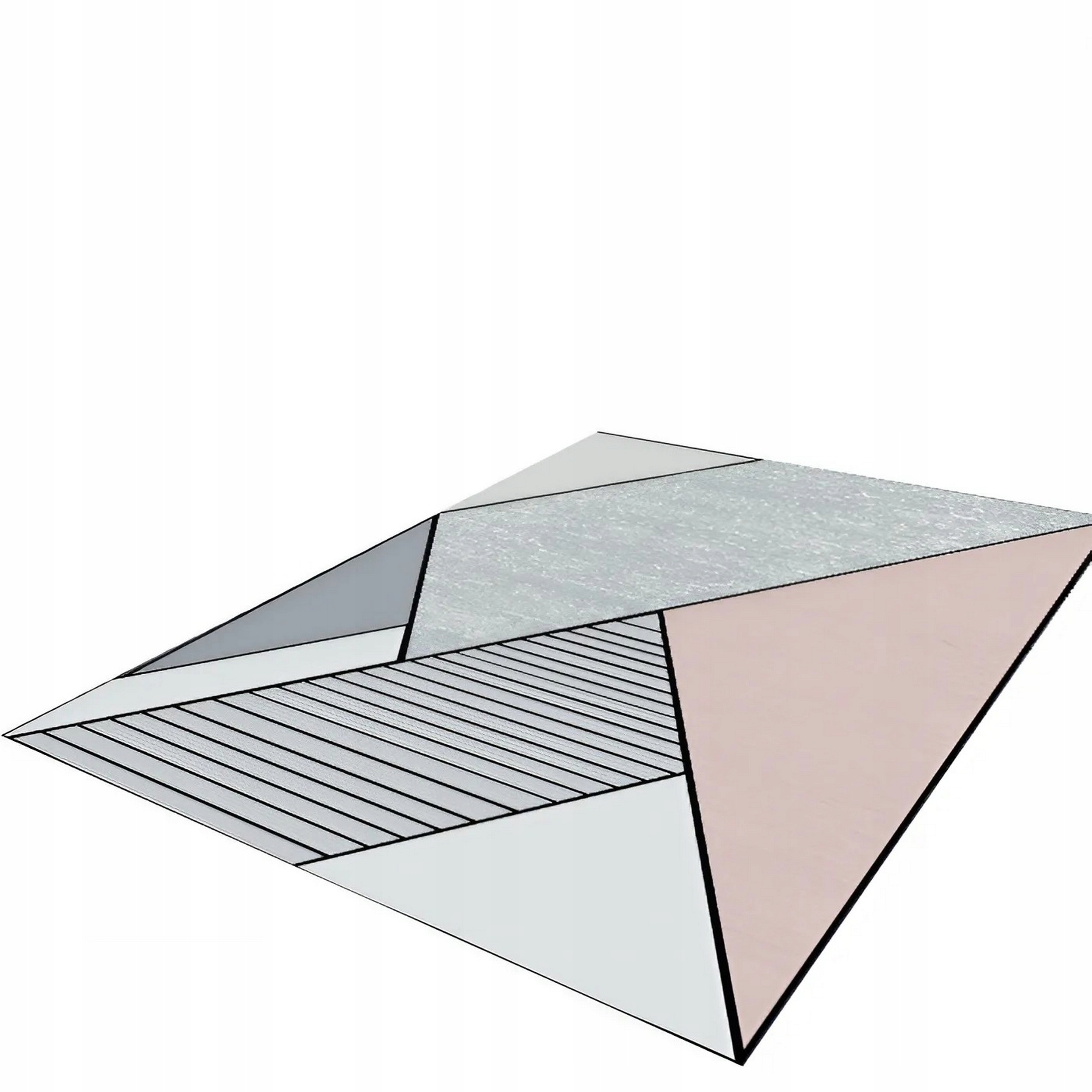 Koberec 300X200 cm Šedý Růžový Trojúhelník Mozaika Moderní Koberec