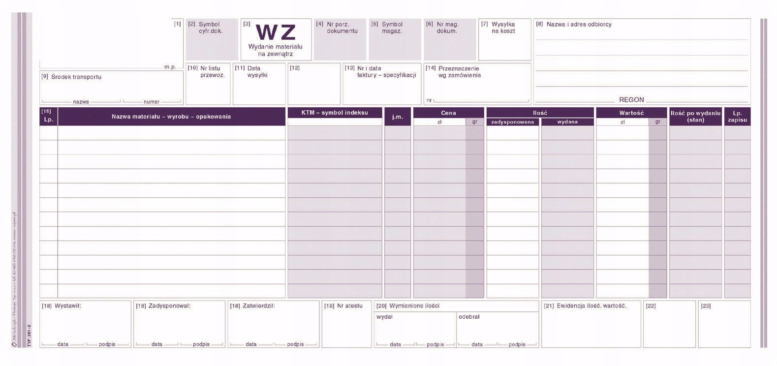 Wydanie materiału na zewnątrz.1/3 A3 361-2 5906858000399 Marka bez marki