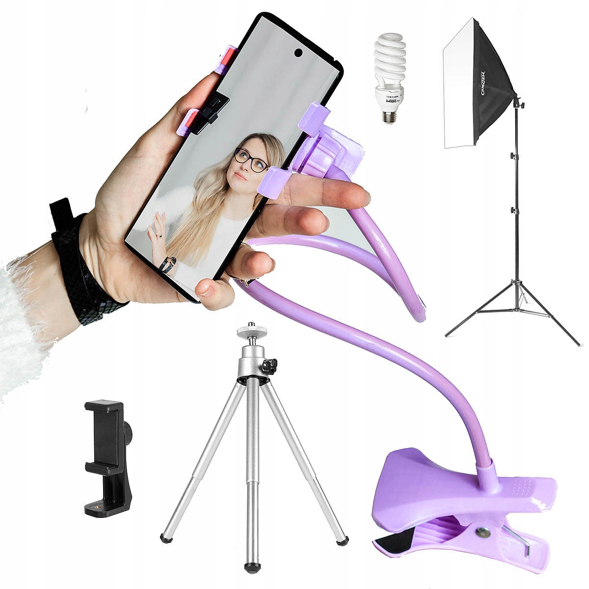 

Zestaw 5w1 Foto Video dla youtubera statyw Selfie