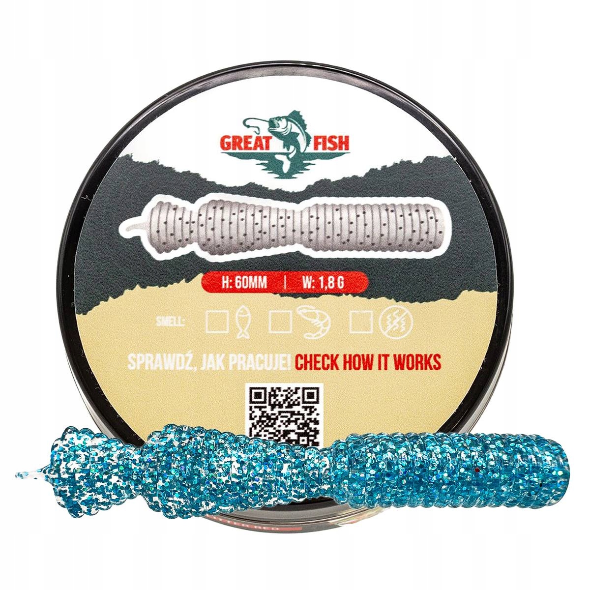 Great Fish GF2 Leech Fish Scent 60mm 1,8g Glitter Blue 10szt.