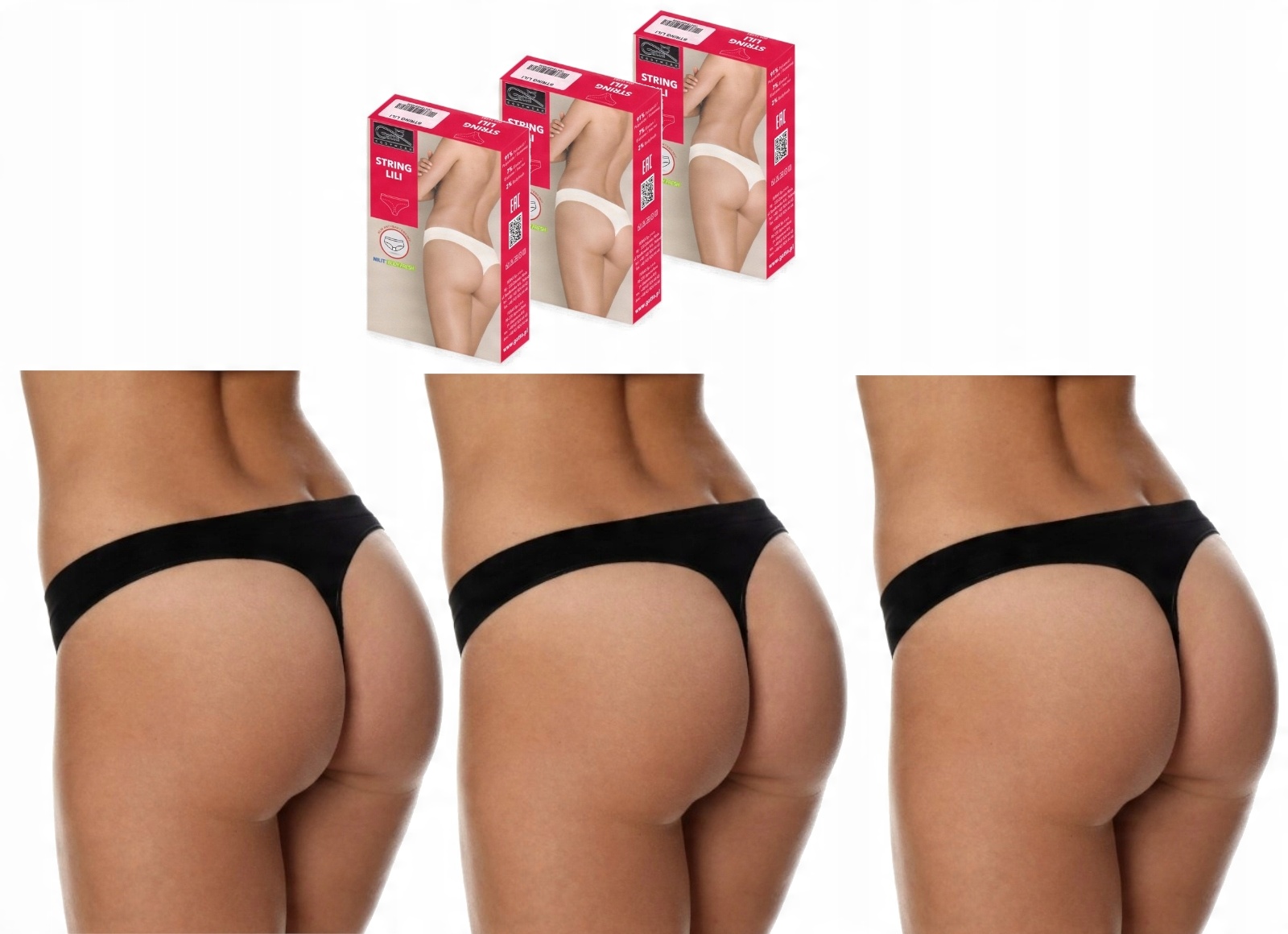

Stringi Lili Gatta Bezszwowe | 3-PACK | Czarny | S