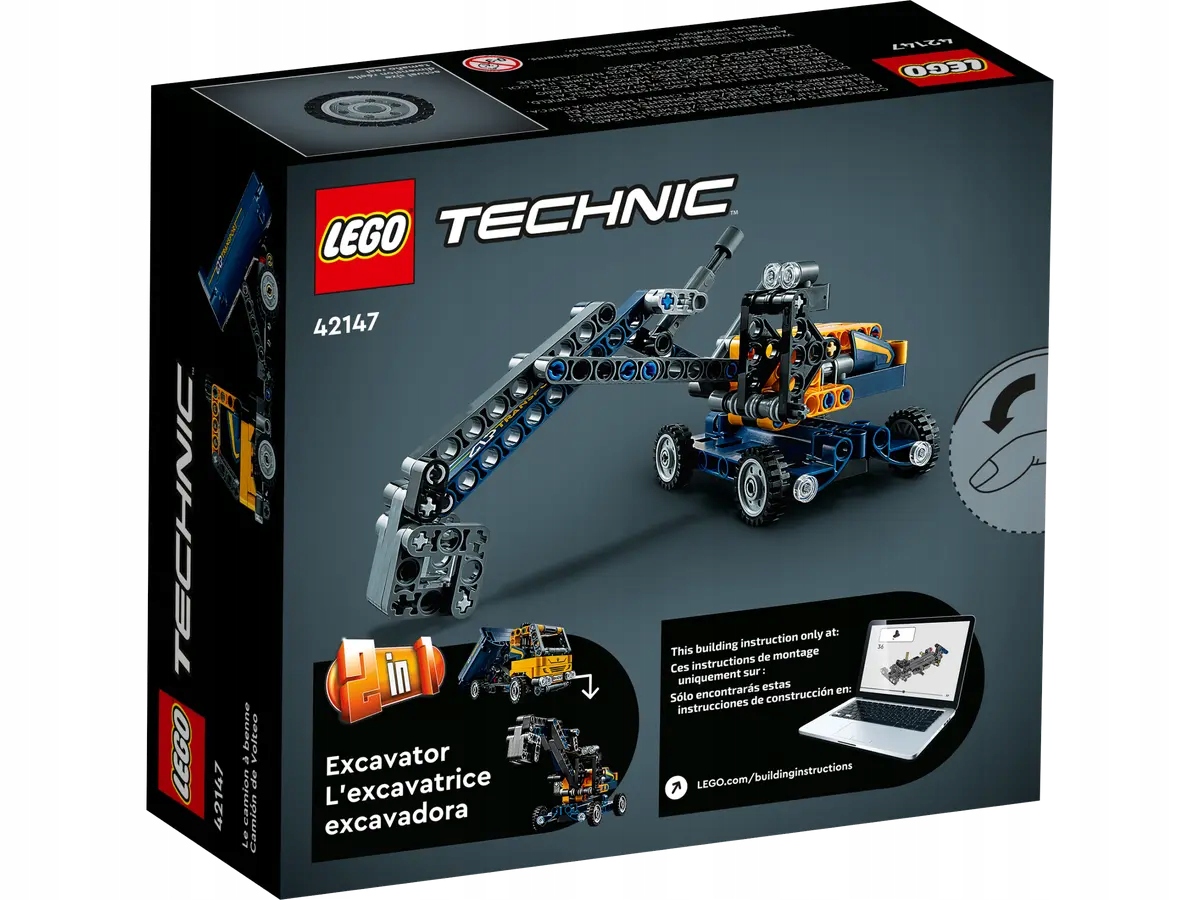 KLOCKI LEGO Technic 42147211 KOPARKA WYWROTKA dźwig 2w1 CIĘŻARÓWKA PREZENT Materiał guma plastik