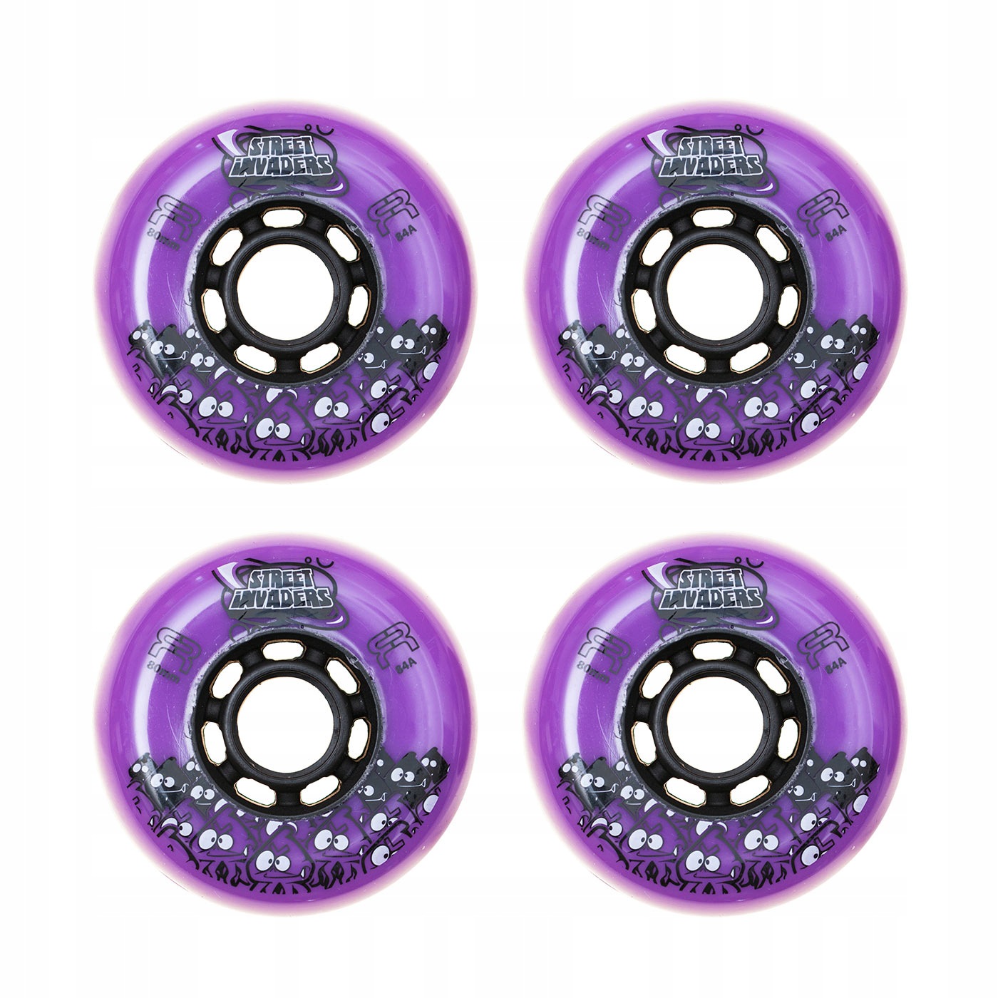 Kolečka pro kolečkové brusle Fr Street Invaders 80 mm/84A Fialová 4 kusy