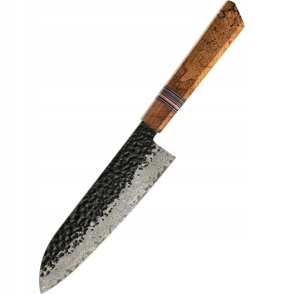 Damaškový kuchynský nôž Zenkai Santoku/Hnedá KP-37430