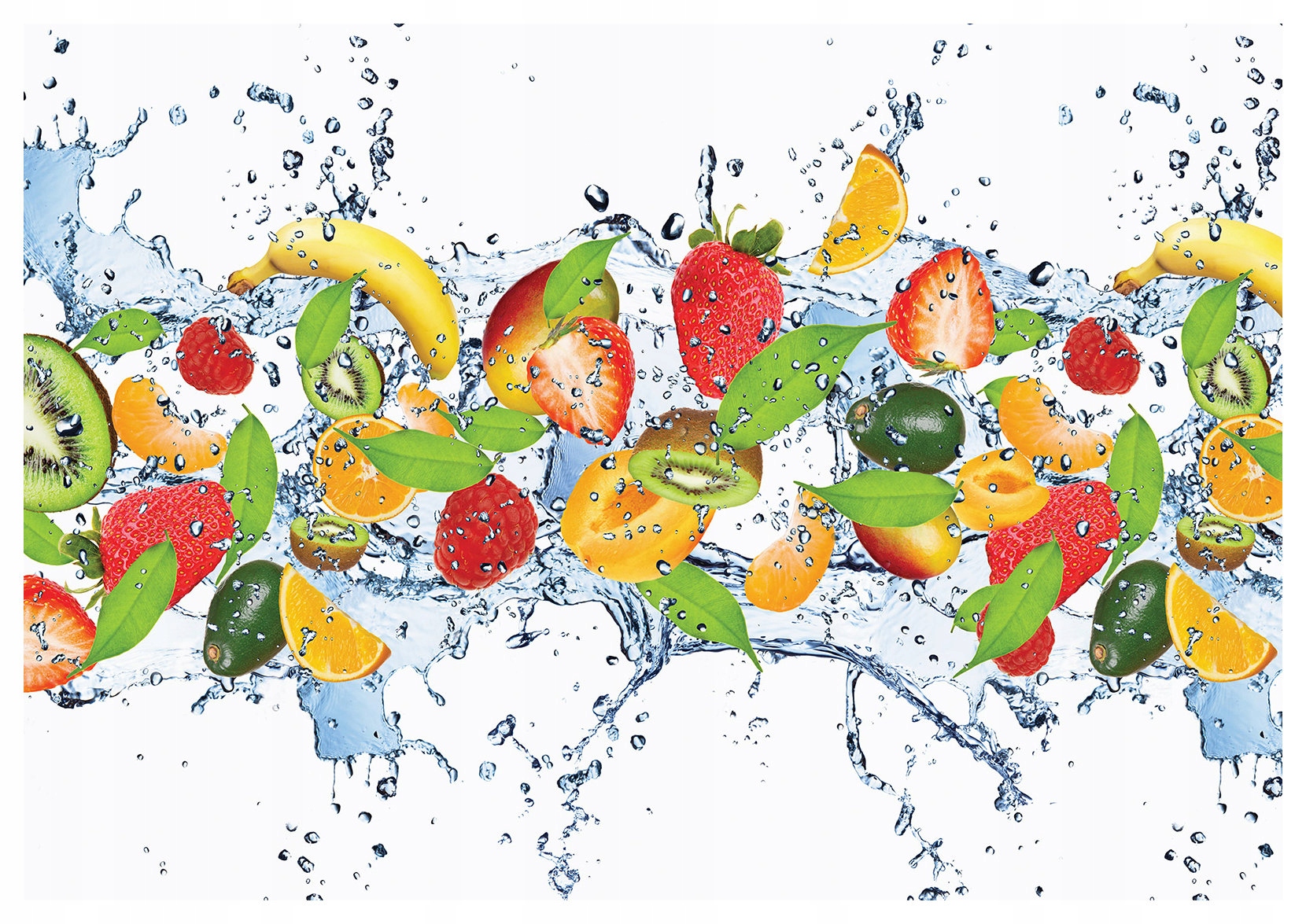 Fototapeta Ovocie v striekajúcej vode Tropický mix 368x254 Šťavnaté lepidlo