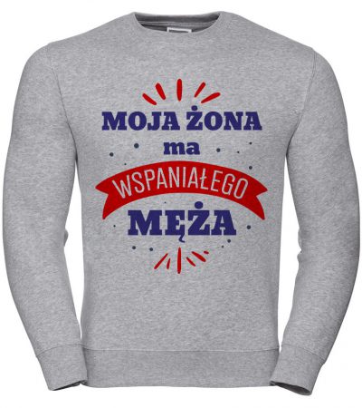 Pánská Mikina Moje žena má skvělého manžela S Šedá Dárek pro manžela tatínka Fac